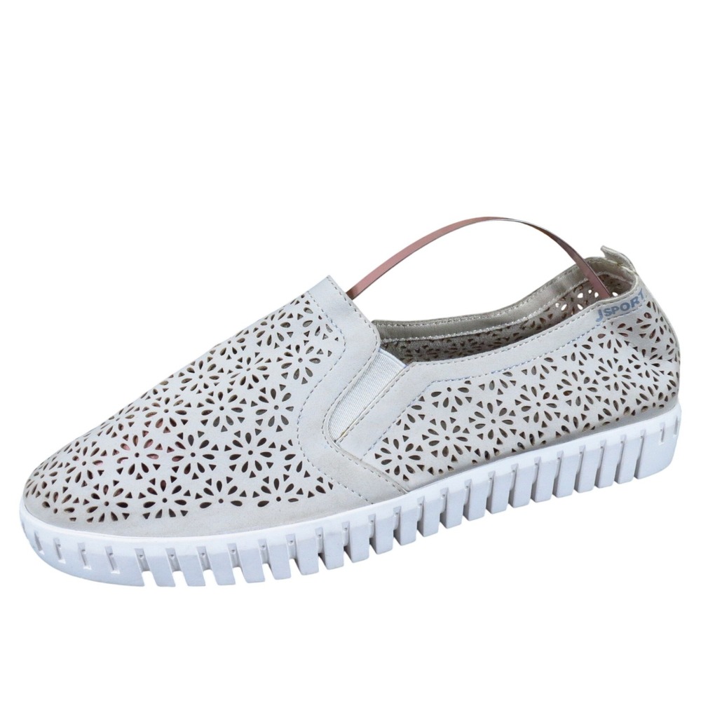 J Sport Perf Women Casual Slip On Shoes‎ Size 6 Everyday Walking Beige Textile